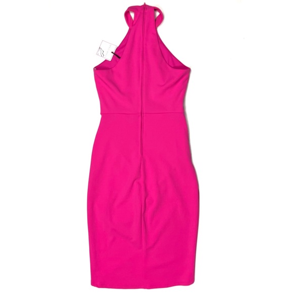 NWT Bisou Bisou Hot Pink Halter Rouched Dress - Picture 6 of 8